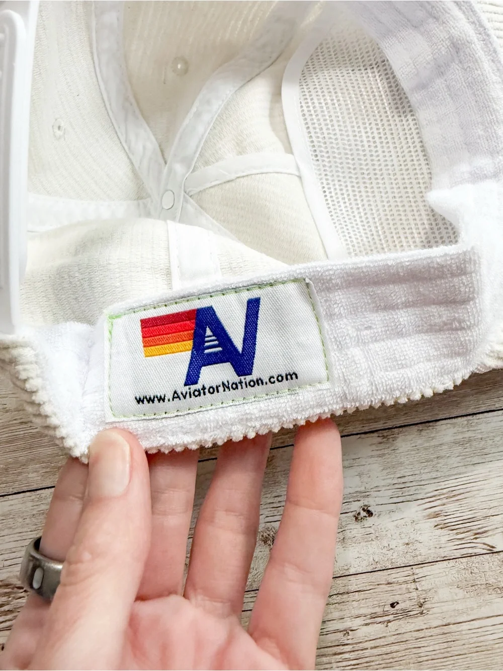 Aviator Nation Logo Vintage Corduroy Mesh Trucker Hat Vintage White